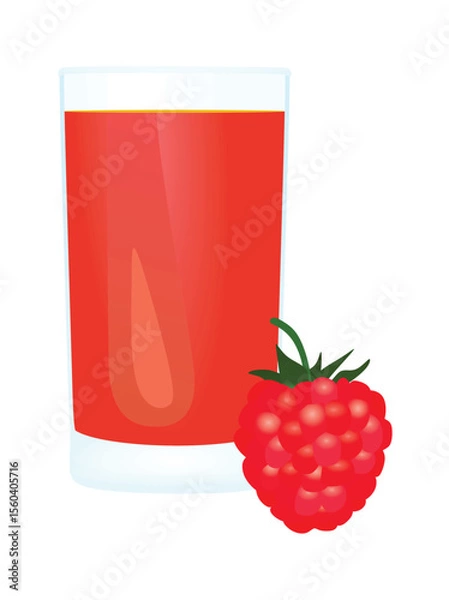 Fototapeta Raspberry juice in glass, vector	
