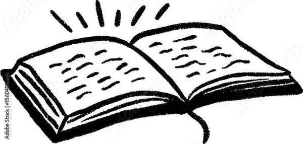 Fototapeta Open dictionary sketch with bookmark highlighting knowledge and learning