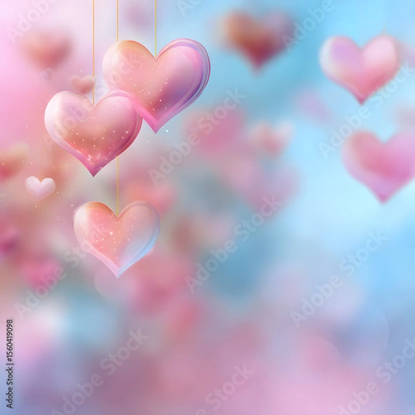 Fototapeta Romantic Valentine's Day Background with Soft Hearts and Space for Love Messages captures the warmth and tenderness of love. Delicate heart shapes float gently across a soft, dreamy backdrop in shades