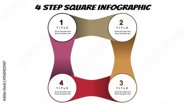 Fototapeta 4 Step SQUARE infographic. Fully editable vector SVG file compatible with PowerPoint, Illustrator, and most vector-based applications.
