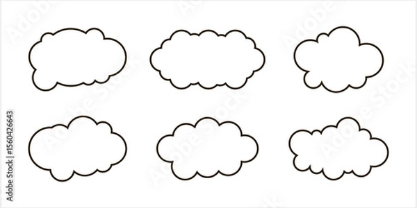 Fototapeta Cloud set icon isolated. Weather symbol clipart. Outline Vector stock illustration