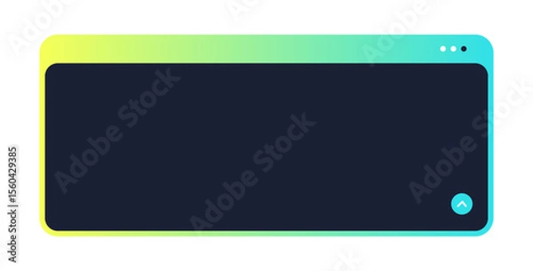 Fototapeta Gradient Tech UI Window with Rounded Corners. Futuristic Interface Box with Navigation Icon. Minimal Modern HUD Display Frame