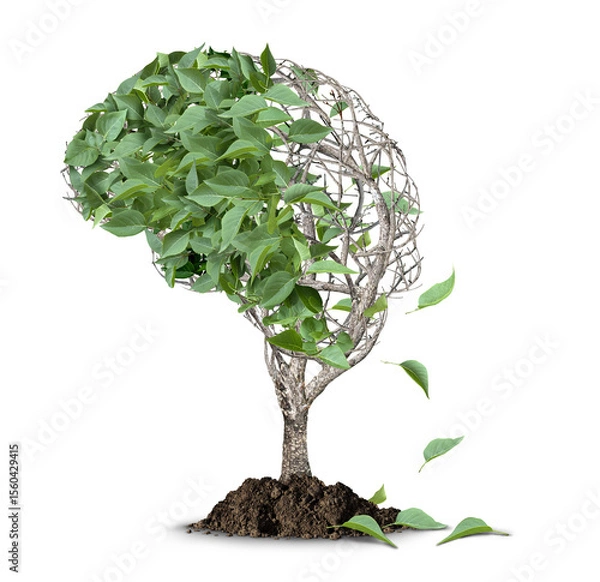 Fototapeta Brain loss concept and cognitive decline and neurological aging as losing memory and neurodegeneration in mental health and neuroscience concepts as Alzheimers disease and dementia.