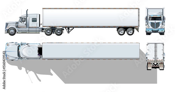 Fototapeta Semi truck isolated on white (transparency in PNG format) background