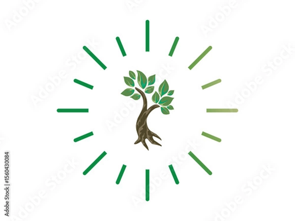 Obraz tree of life emblem symbolizing growth connection and eternal vitality within a circular shine