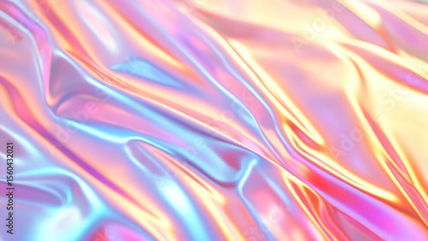 Fototapeta colorful holographic paper plastic foil wave, glow, chrome texture, gradation 19