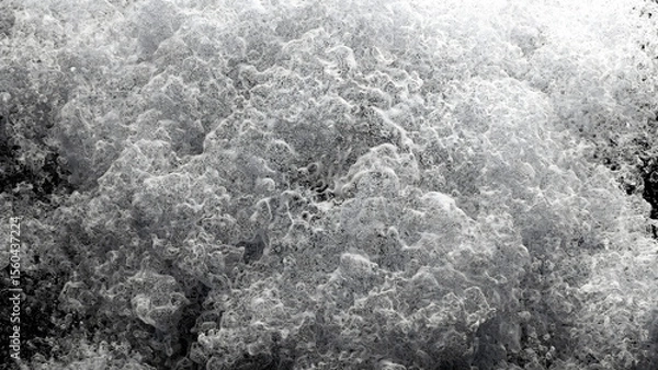 Obraz 3d render of art, black and white monochrome, surreal video with abstract liquid substance in explosion process based on small dust balls spheres particles with plastic material on black background