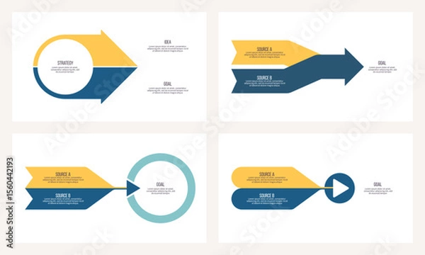 Fototapeta Business infographic template. Arrow chart with two options, steps. Vector chart.