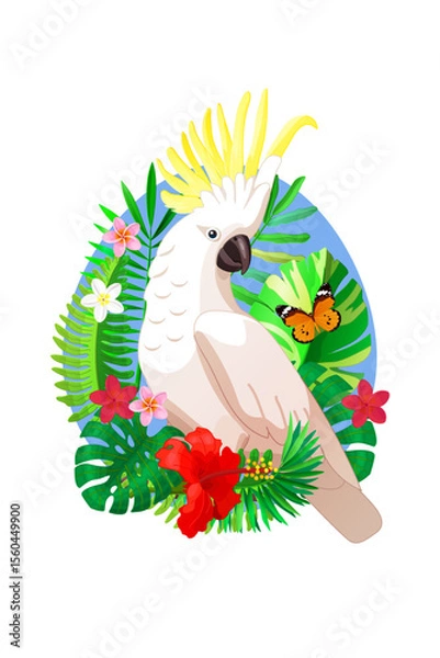 Fototapeta vector bird and plants isolated on transparent background