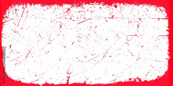 Obraz Rectangle background with a red frame. Painted by hand with a rough brush. Sketch, ink, grunge.transparent realistic red paint and ink splash frame