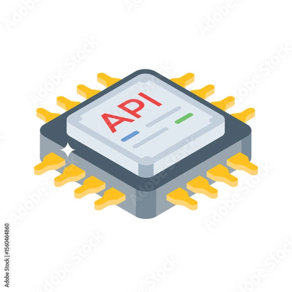 Obraz Well crafted isometric icon of api processor system