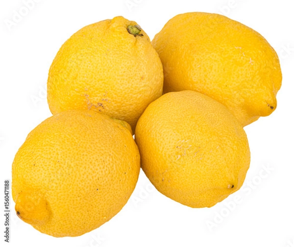 Fototapeta Close-up of isolated stack of yellow lemons on transparent png background