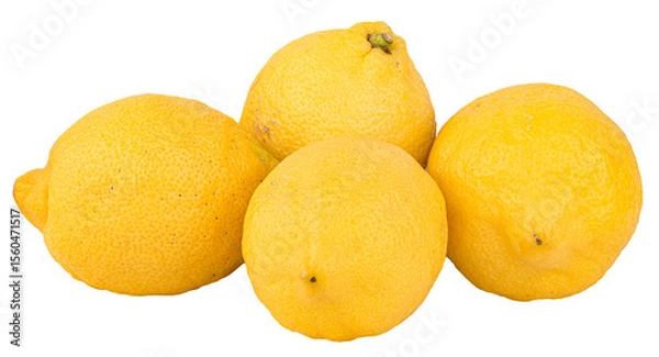 Fototapeta Close-up of isolated stack of yellow lemons on transparent png background