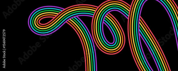 Obraz Abstract Black Background with Color Waves. Vector