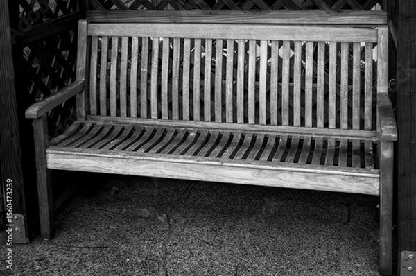 Obraz Hand Made Hardwood Bench with Detail and Texture in Black and White.