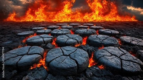 Obraz Stone Path Through a Fiery Landscape