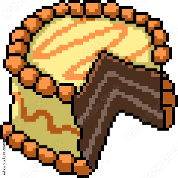 Fototapeta pixel art of chocolate cake missing piece
