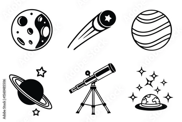 Fototapeta set of space elements