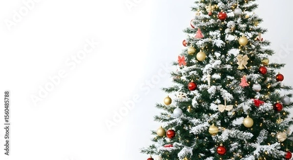 Obraz Beautifully Decorated Christmas Tree with Snow and Ornaments