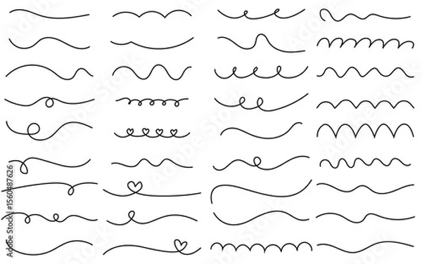 Fototapeta Expressive Scribble Underlines – Raw Hand-Drawn Emphasis Lines for Creative Highlighting