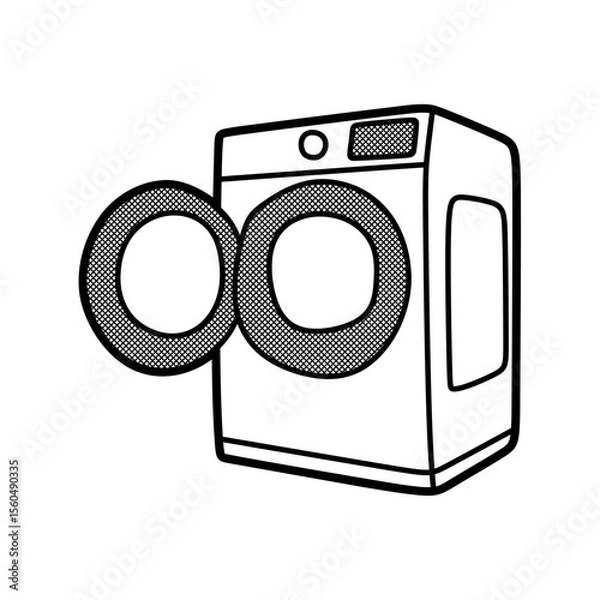 Fototapeta washing machine slanted left view with open door