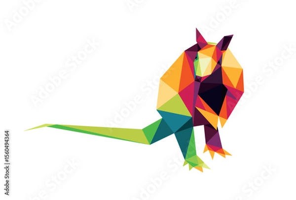Fototapeta Armadillo in Colorful Polygonal Low Poly Vector. Armadillo Standing pose vector Illustration Abstract. Colorful Vector Logo of Standing Armadillo.eps