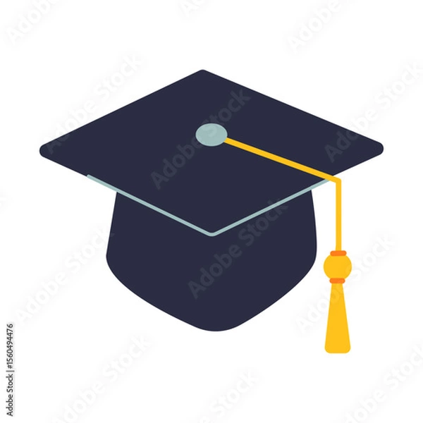 Obraz A black graduation cap with a gold tassel. The cap is a symbol of achievement and success