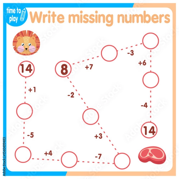 Fototapeta Activities for children. Copy the path. Logical games for children. Vector illustration. Square format of the book funny animals	
