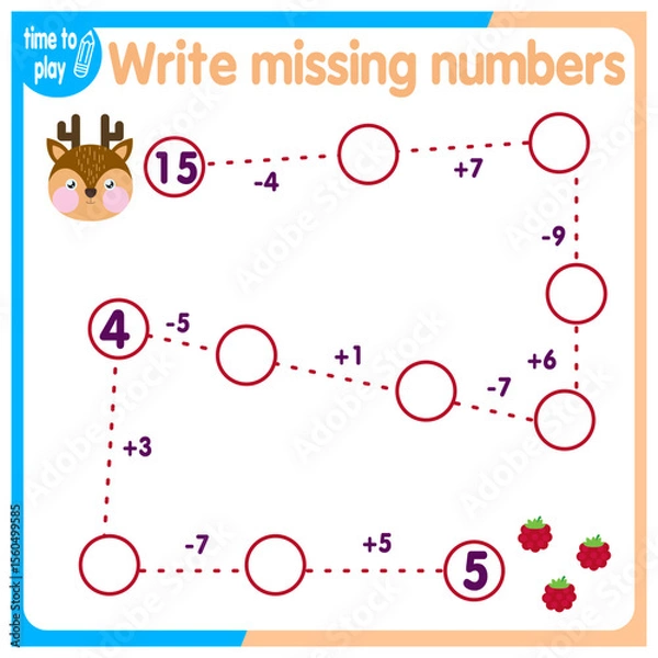 Fototapeta Activities for children. Copy the path. Logical games for children. Vector illustration. Square format of the book funny animals	
