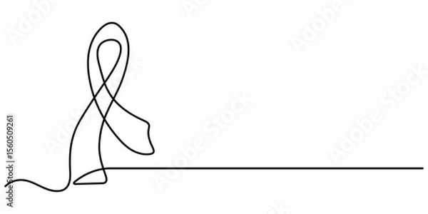 Fototapeta  Autism Ribbon continuous one line drawing, Autism awareness, conceptual illustration, Awareness Ribbon Single Line Icon, Single continuous line drawing campaign ribbon made from puzzle pieces. 