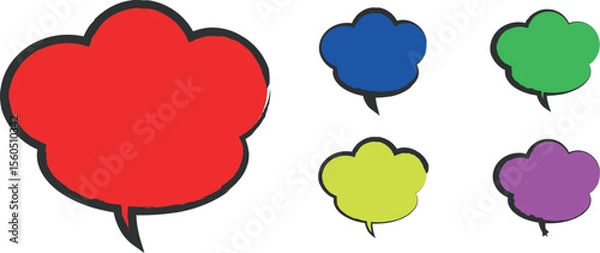 Fototapeta Bold and Bright Conversations: A Creative Vector Pack of Flat Speech Bubbles, Fun Text Doodles, and Chat Icons