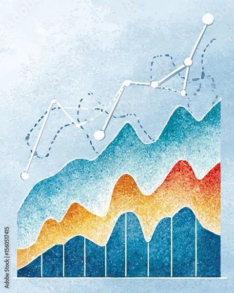 Fototapeta A vibrant abstract representation of financial growth, featuring colorful graphs and dynamic lines, capturing the essence of data analysis and business success.