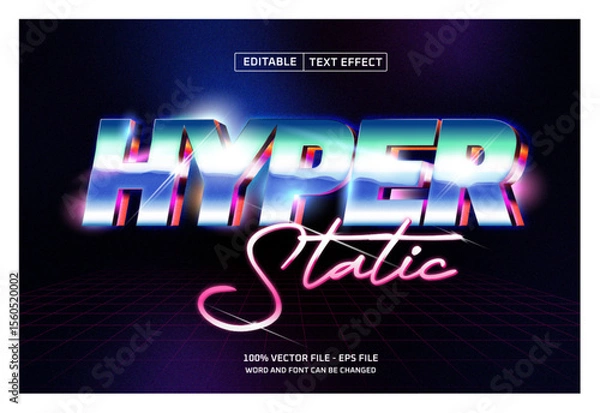 Obraz Hyper Static 3d Text Effect. Editable Text