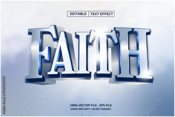 Obraz Faith Editable Text Effect With Light White and Cloud Background 