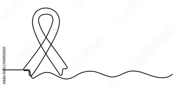 Fototapeta  Autism Ribbon continuous one line drawing, Autism awareness, conceptual illustration, Awareness Ribbon Single Line Icon, Single continuous line drawing campaign ribbon made from puzzle pieces. 