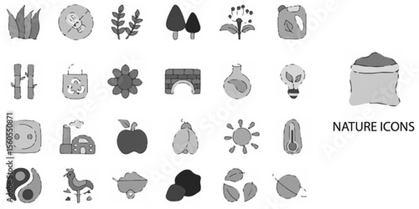 Fototapeta Nature simple concept 24 Grew icons set. Vector Illustration.	