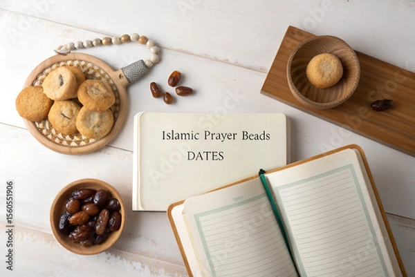 Obraz Ramadan Feast Dates, Cookies, and Prayer Beads