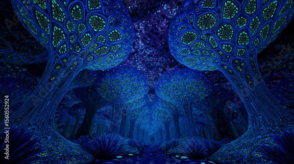 Fototapeta 意識の森を彷徨う｜キノコと古代遺跡が共鳴するサイケデリック神話世界 高画質