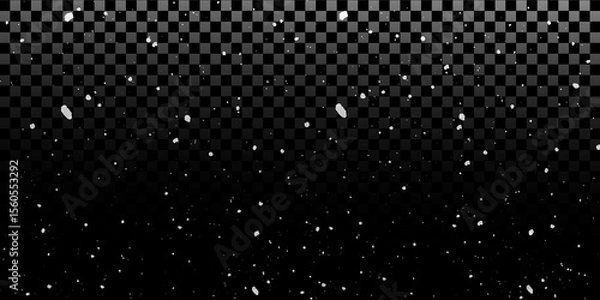 Fototapeta Snow flakes winter snowfall white light vector background. Christmas background, white snow on black background for edit photo.	