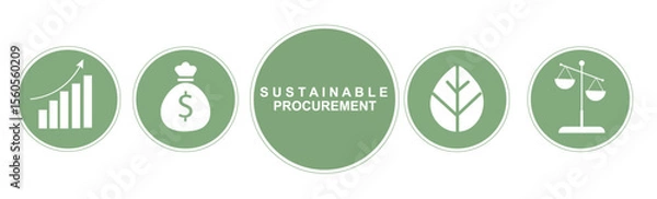 Fototapeta Sustainable Procurement Circle Icons White Background. Conscious buying. Ethical sourcing. ideal for business presentations and supply chain management. Vector illustration