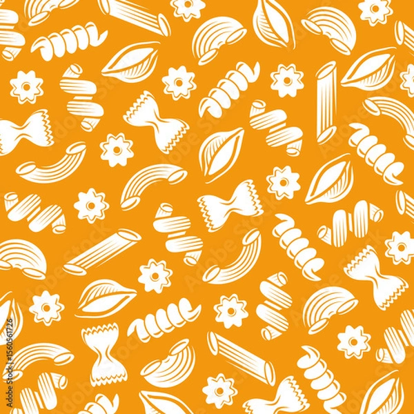Fototapeta Pasta background, pattern set. Collection icons farm pasta. Vector