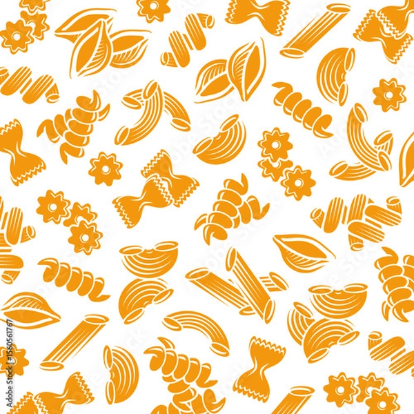 Fototapeta Pasta background, pattern set. Collection icons farm pasta. Vector