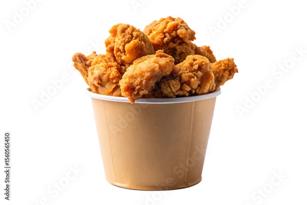 Fototapeta Spicy Fried Chicken Served in Takeout Bucket Isolated on Transparent Background