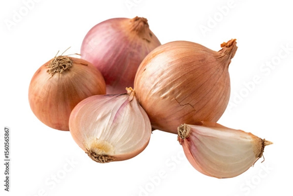 Fototapeta Group of Fresh Purple Shallots Clustered Together Isolated on Transparent Background