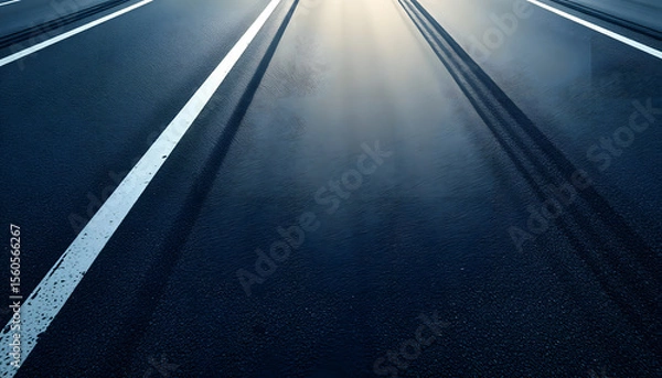 Obraz Aerial view tire track mark on asphalt tarmac road race track texture and background, Abstract background black tire track skid on asphalt road, Tire mark skid mark on asphalt road, dramatic. White 