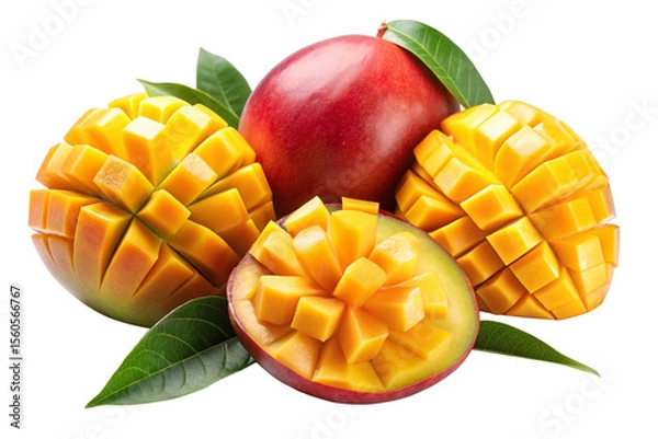 Fototapeta Ripe Mango Fruit with Smooth Skin Isolated on Transparent Background