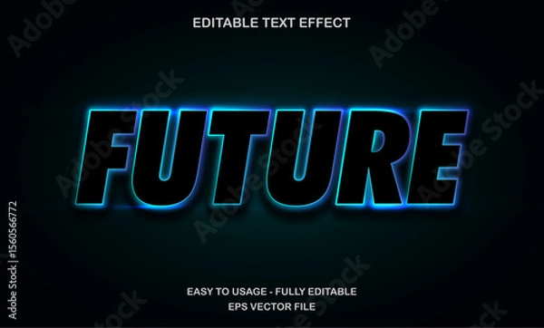 Obraz Blue futuristic text effect with modern glow style for sci-fi, technology, and digital themes