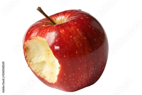 Fototapeta Red Apple with Bite Marks Isolated on Transparent Background