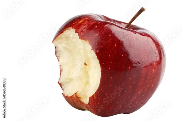 Fototapeta Partially Eaten Red Apple Isolated on Transparent Background