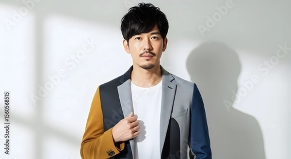 Fototapeta Portrait of a Man in a Multicolored Blazer, Professional Headshot